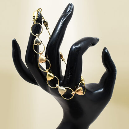 18K Tri-Color Heart Design Bracelet - Image 4