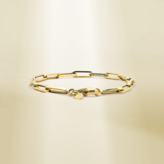 18K Yellow Gold Paperclip Chain Bracelet