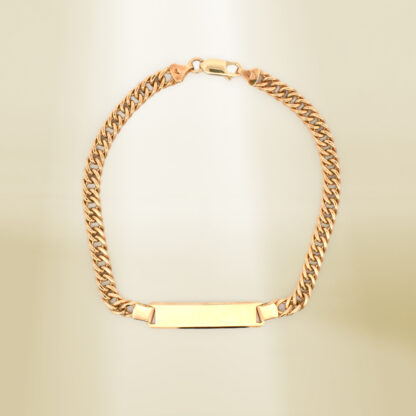 18K Yellow Gold Curb Chain ID Bracelet - Image 2