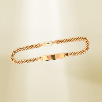 18K Yellow Gold Curb Chain ID Bracelet - Image 3
