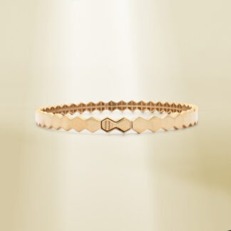 18K Yellow Gold Honeycomb Design Clip Type Bangle