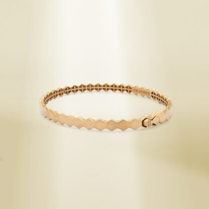 18K Yellow Gold Honeycomb Design Clip Type Bangle - Image 2