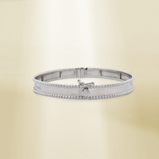 18K White Gold Brand-Inspired Clip Type Bangle