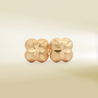 18K Yellow Gold Flower Design Earrings