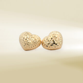 18K Yellow Gold Heart Design Earrings