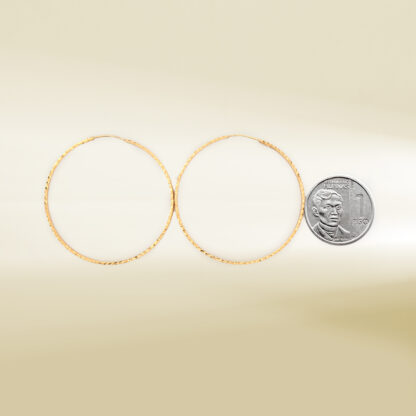 18K Yellow Gold Big Hoop Earrings - Image 2