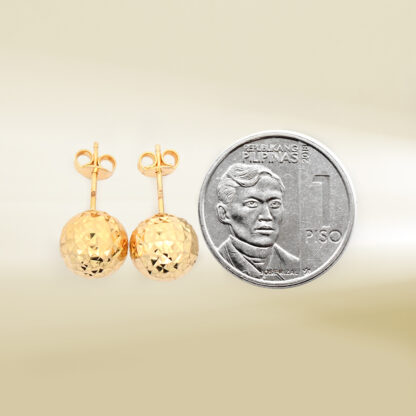 18K Yellow Gold Ball Design Earrings - Image 2
