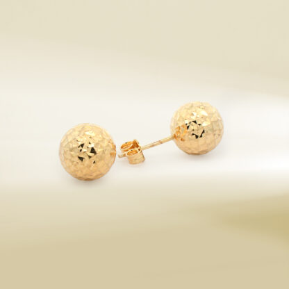 18K Yellow Gold Ball Design Earrings - Image 3