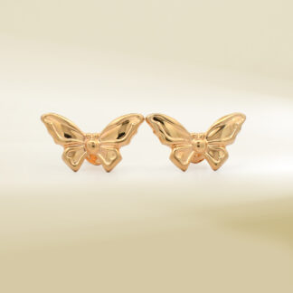 18K Yellow Gold Butterfly Design Earrings
