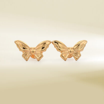 18K Yellow Gold Butterfly Design Earrings