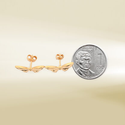 18K Yellow Gold Butterfly Design Earrings - Image 2