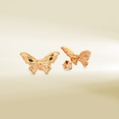18K Yellow Gold Butterfly Design Earrings - Image 3