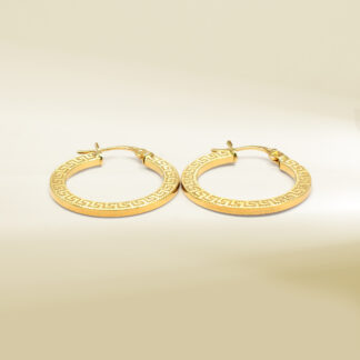 18K Yellow Gold Brand Inspired Hoop Earrings