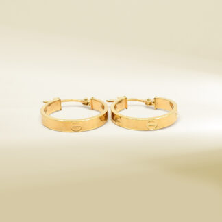 18K Yellow Gold Brand Inspired Hoop Earrings