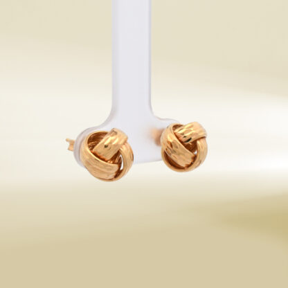 18K Yellow Gold Knot Design Earrings - Image 4