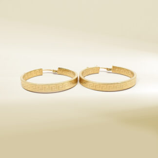 18K Yellow Gold Brand Inspired Hoop Earrings