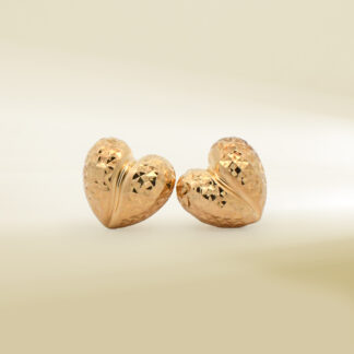 18K Yellow Gold Heart Design Earrings