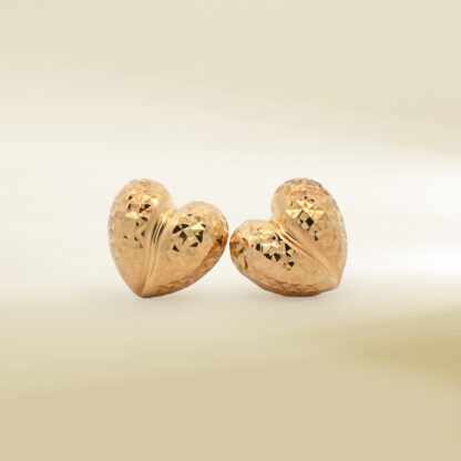 18K Yellow Gold Heart Design Earrings