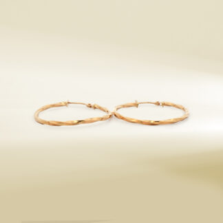 18K Yellow Gold Twisted Hoop Earrings