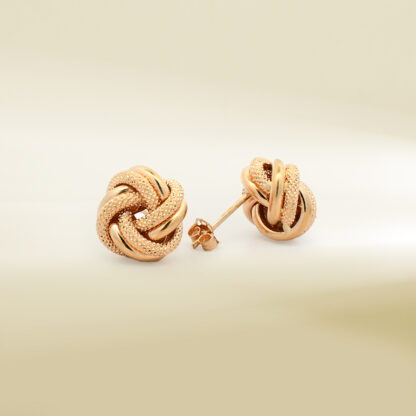 18K Yellow Gold Knot Design Earrings - Image 3