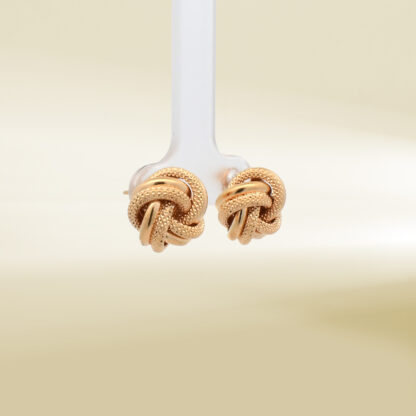 18K Yellow Gold Knot Design Earrings - Image 4