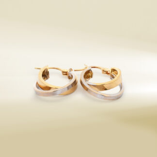 18K Two-Tone Double Hoop Earrings