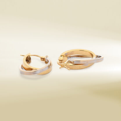 18K Two-Tone Double Hoop Earrings - Image 3