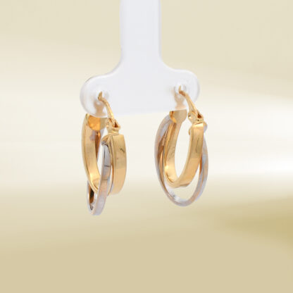 18K Two-Tone Double Hoop Earrings - Image 4