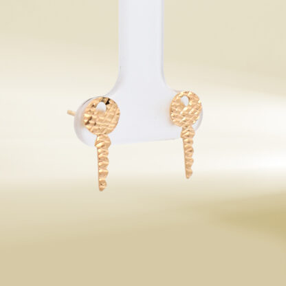 18K Yellow Gold Key Design Earrings - Image 4