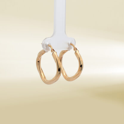 18K Yellow Gold Twisted Hoop Earrings - Image 4