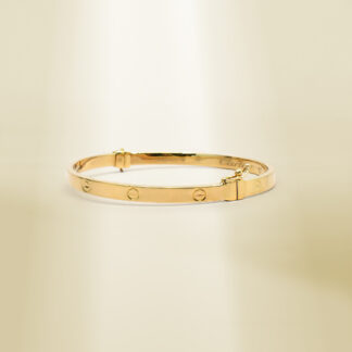 18K Yellow Gold Brand-Inspired Clip Type Bangle