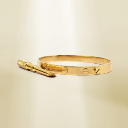 18K Yellow Gold Brand-Inspired Screw Type Bangle