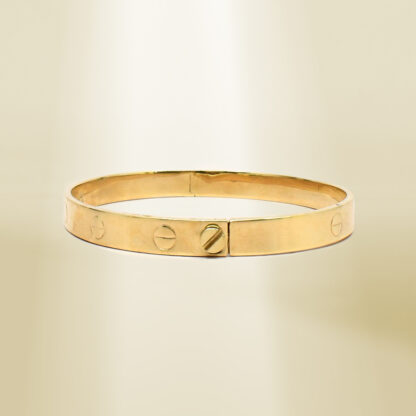 18K Yellow Gold Brand-Inspired Screw Type Bangle - Image 2