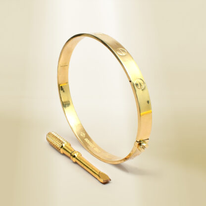 18K Yellow Gold Brand-Inspired Screw Type Bangle - Image 3