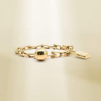 18K Yellow Gold Brand-Inspired with Ball Charm Bracelet