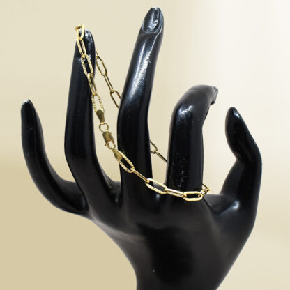 18K Yellow Gold Paperclip Chain Bracelet - Image 4