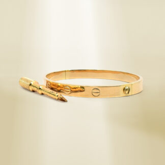 18K Yellow Gold Brand-Inspired Screw Type Bangle