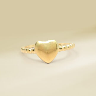 18K Yellow Gold Heart Design Ladies' Ring
