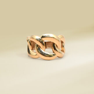 18K Yellow Gold Curb Design Band Ladies' Ring