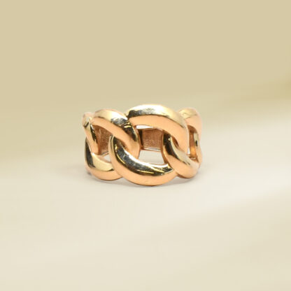 18K Yellow Gold Curb Design Band Ladies' Ring