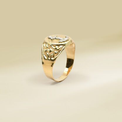 18K Two-Tone Anchor Design Gents' Ring - Image 3