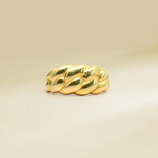 18K Yellow Gold Braided Design Band Ladies' Ring