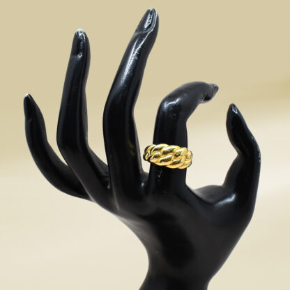 18K Yellow Gold Braided Design Band Ladies' Ring - Image 4
