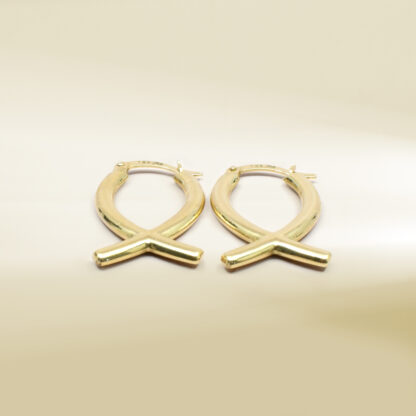 18K Yellow Gold Ichthus Fish Earrings