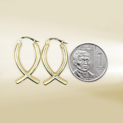 18K Yellow Gold Ichthus Fish Earrings - Image 2