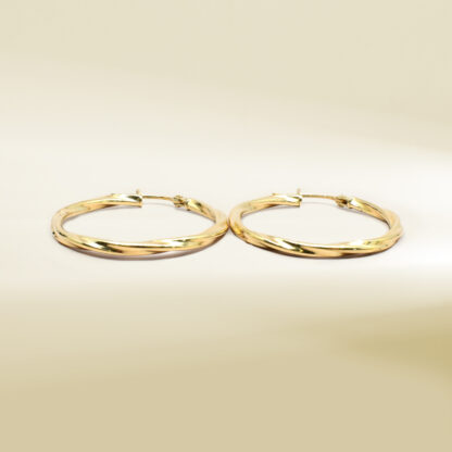18K Yellow Gold Twisted Hoop Earrings