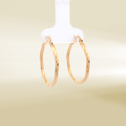 18K Yellow Gold Twisted Hoop Earrings - Image 4