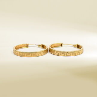 18K Yellow Gold Brand Inspired Hoop Earrings