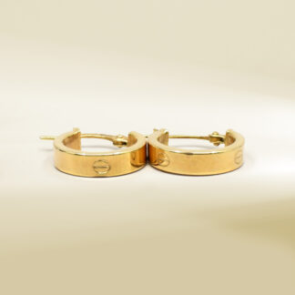 18K Yellow Gold Brand Inspired Mini Hoop Earrings