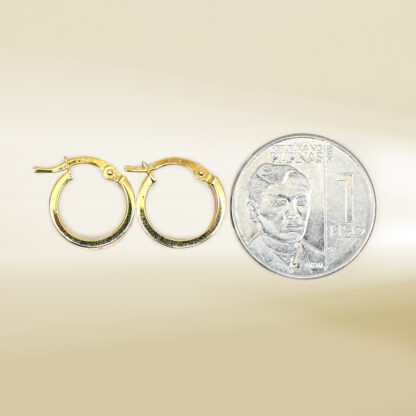 18K Yellow Gold Brand Inspired Mini Hoop Earrings - Image 2